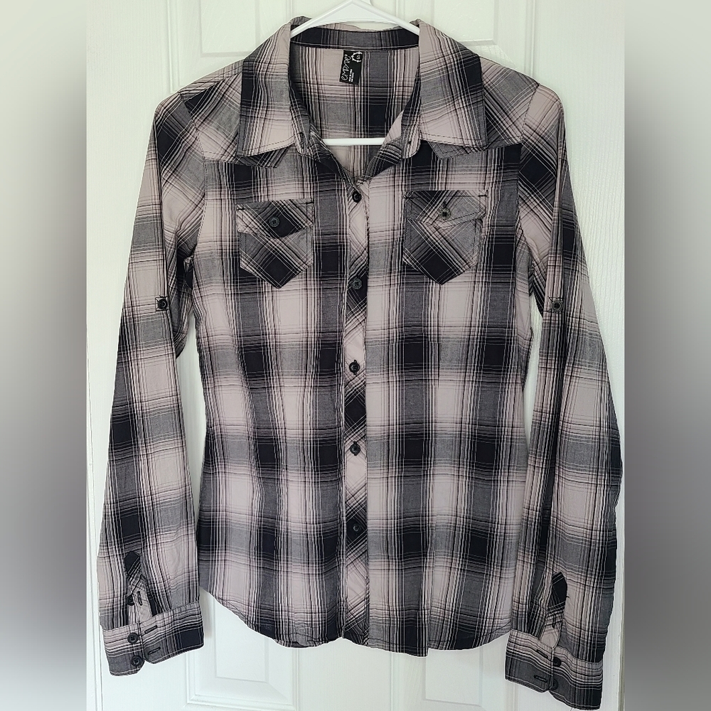 Black & grey plaid Empyre button down